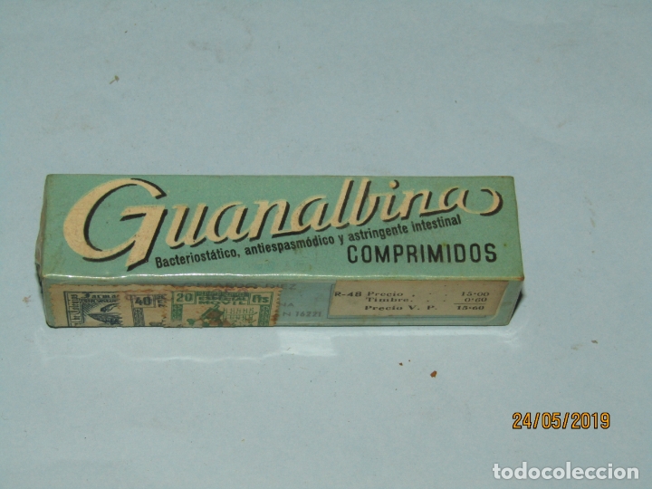 Blechdosen und Kisten: Antigua Caja de Farmacia Medicina Tubo con Tabletas GUANALBINA de Laboratorios DIEZ