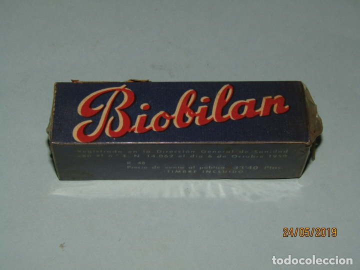Blechdosen und Kisten: Antigua Caja de Farmacia Medicina con Tubo con 12 Comprimidos de BIOBILAN de Laboratorios TRESI