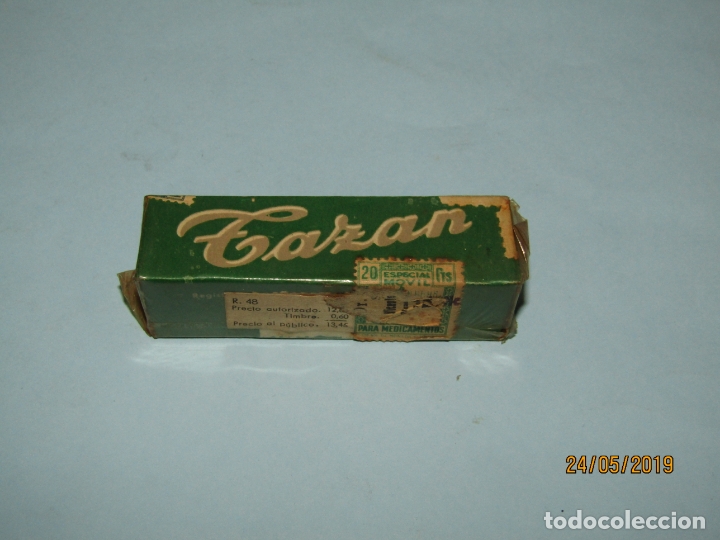 Blechdosen und Kisten: Antigua Caja de Farmacia Medicina Tubo con 10 Comprimidos TAZAN Laboratorios TRESI