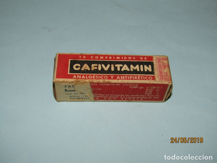 Blechdosen und Kisten: Antigua Caja de Farmacia Medicina Tubo con 10 Comprimidos CAFIVITAMIN Laboratorios