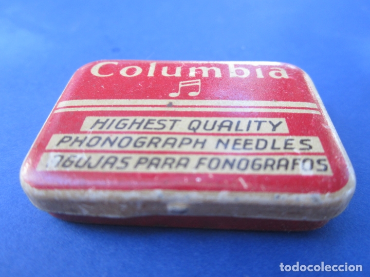 Cajas y cajitas met&aacute;licas: antigua caja de agujas de fonografo COLUMBIA , buena conservacion