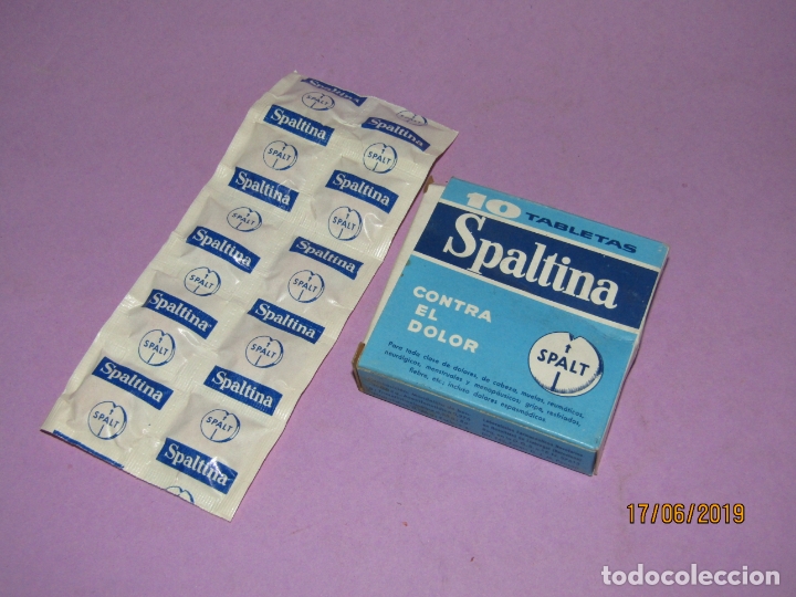 Blechdosen und Kisten: Antigua Caja de Farmacia Medicina Caja con 10 Tabletas de SPALTINA  de Laboratorios NOVOFARMA