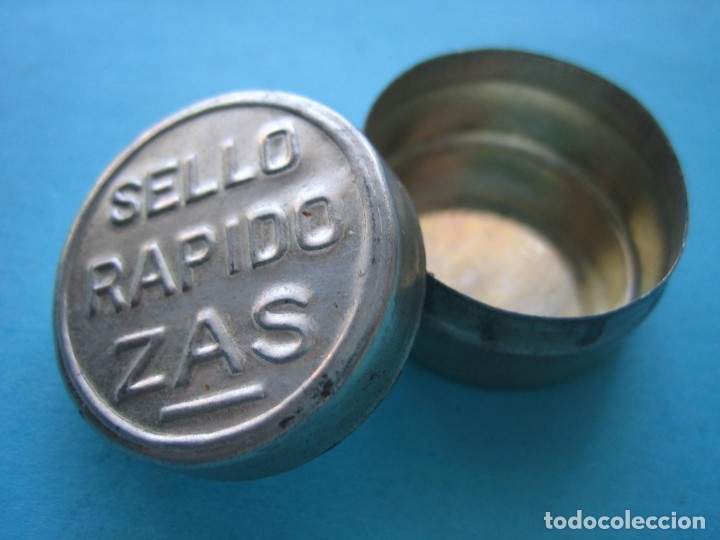 Boxes and metal boxes: FARMACIA - SELLO RAPIDO ZAS - ANTIGUA CAJA CIRCULAR DE CHAPA - 2,5 CM DIAMETRO x 1,5 CM DE ALTURA
