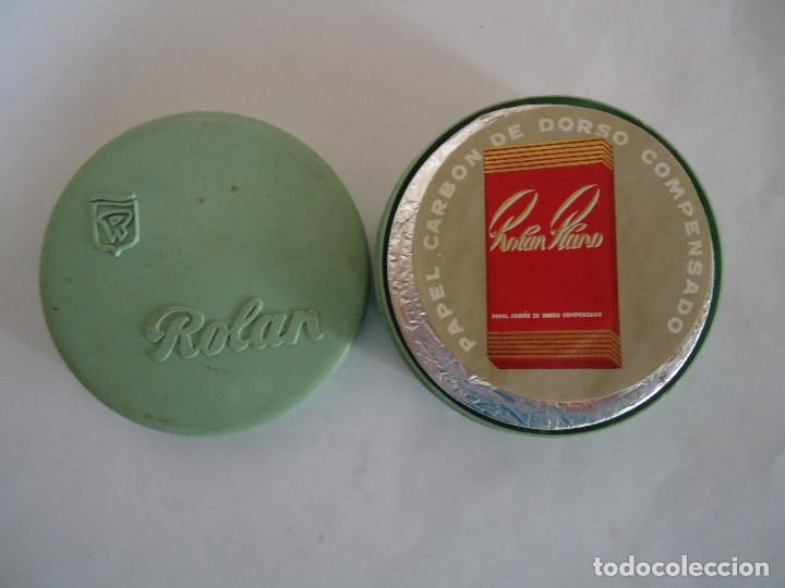 Bo&icirc;tes et petites bo&icirc;tes m&eacute;talliques: CAJA DE PLASTICO MARCA ROLAN CON LA CINTA DE MAQUINA DE ESCRIBIR  SIN USAR. CAJA COLOR VERDE. --- 3