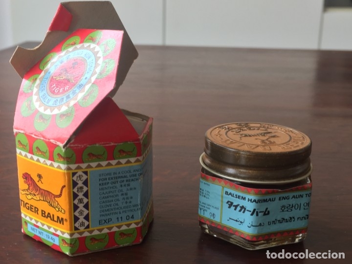 Blechdosen und Kisten: Unguento El Tigre, Tiger Balm popular unguento asiatico para las dolencias musculares de todo tipo
