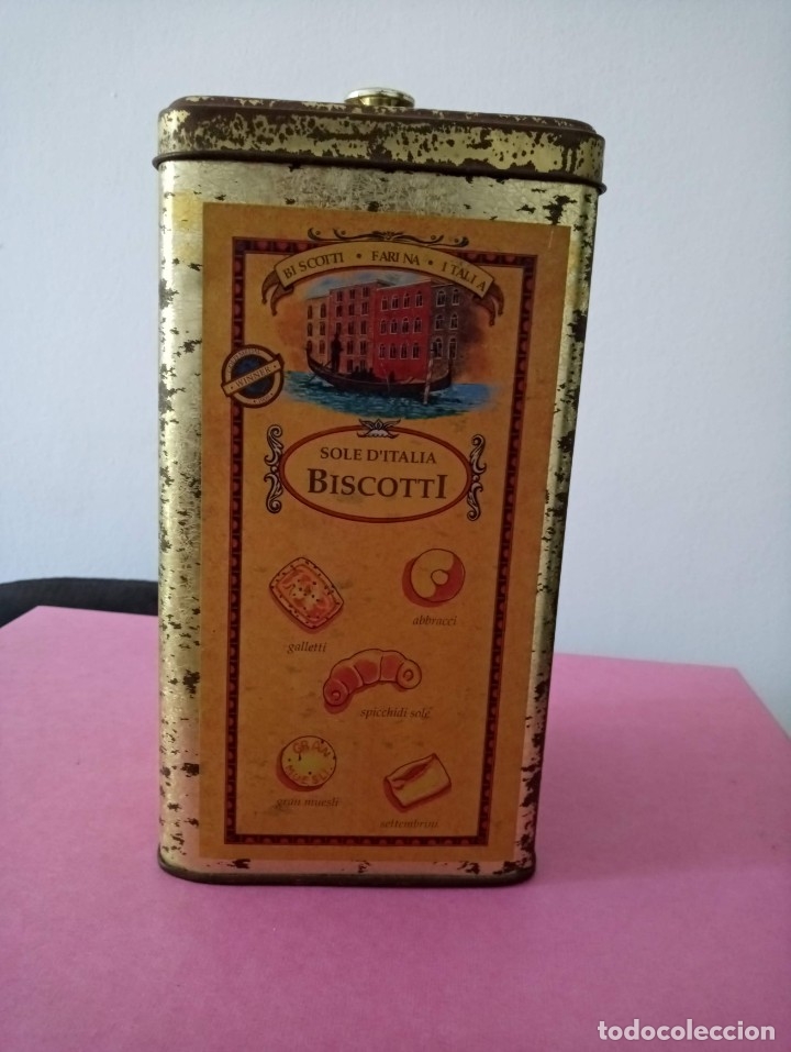 Cajas y cajitas met&aacute;licas: Lata antigua Sole D'Italia Biscotti