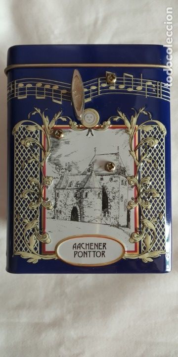 Bo&icirc;tes et petites bo&icirc;tes m&eacute;talliques: ANTIGUA CAJA METALICA CON MUSICA ALEMANA LAMBERTZ TROQUELADA 12X9X12 FUNCIONA