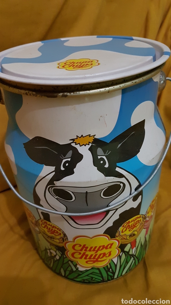 Cajas y cajitas met&aacute;licas: Lata imitando lechera chupa chups - Foto 1