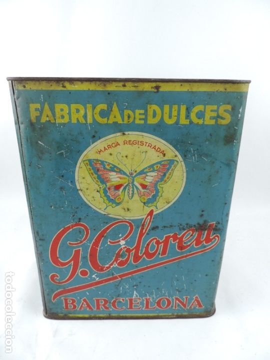 Blechdosen und Kisten: GRAN CAJA DE HOJALATA LITOGRAFIADA POR G. COLOREU, BARCELONA, FABRICA DE DULCES, BARCELONA, CONSERVA