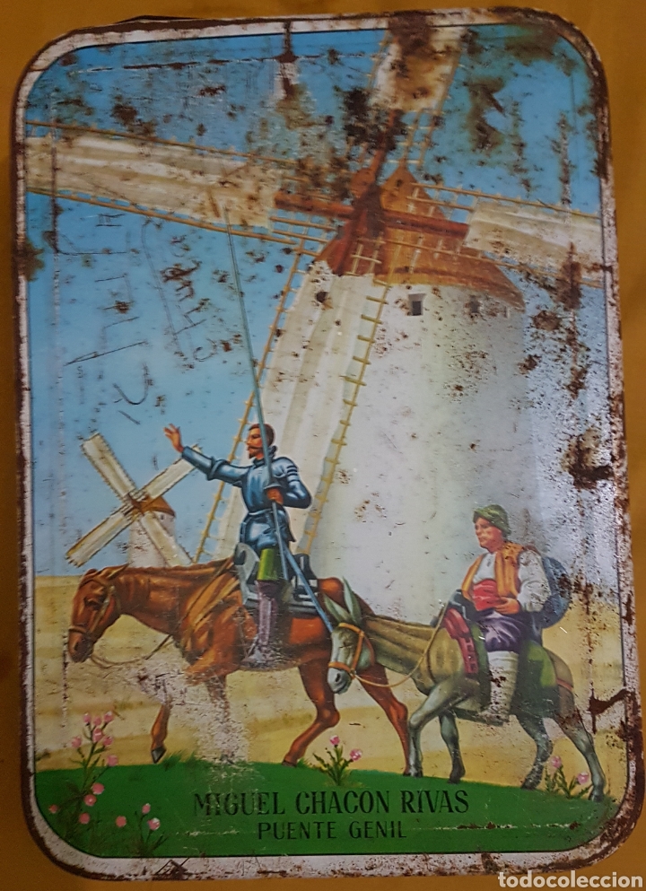 Cajas y cajitas met&aacute;licas: Antigua lata membrillo Quijote 1964 Puente Genil