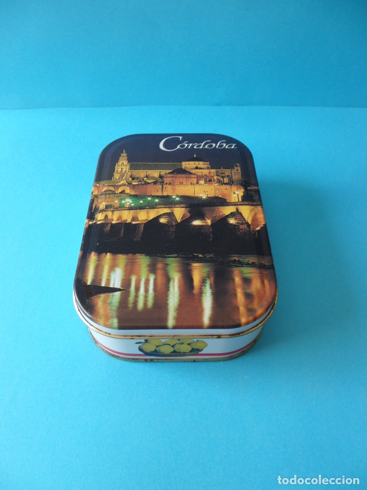 Cajas y cajitas met&aacute;licas: Caja metalica de Crema de Membrillo El Quijote - Vista del puente romano y Catedral de C&oacute;rdoba