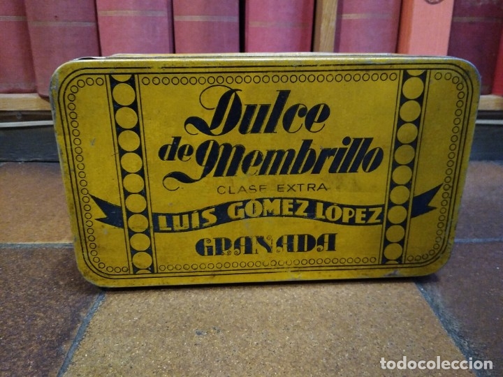 Cajas y cajitas met&aacute;licas: Caja lata dulce de membrillo clase extra Luis G&oacute;mez L&oacute;pez. Granada