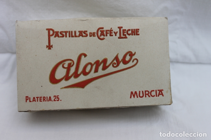 Cajas y cajitas met&aacute;licas: CAJA CARTON PASTILLAS DE CAFE Y LECHE ALONSO, MURCIA, PLATERIA 25