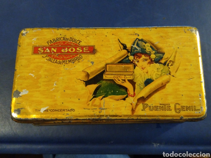 Cajas y cajitas met&aacute;licas: Caja de lata, membrillo y jalea San Jos&eacute;. Manuel Morales G&aacute;lvez Puente Genil.