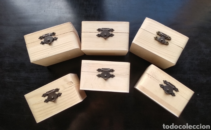 Cajas y cajitas met&aacute;licas: Lote de 6 cajitas de madera - Foto 4