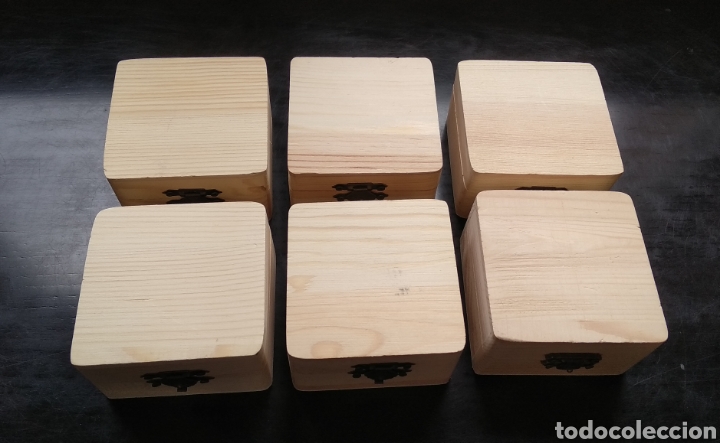 Cajas y cajitas met&aacute;licas: Lote de 6 cajitas de madera - Foto 1