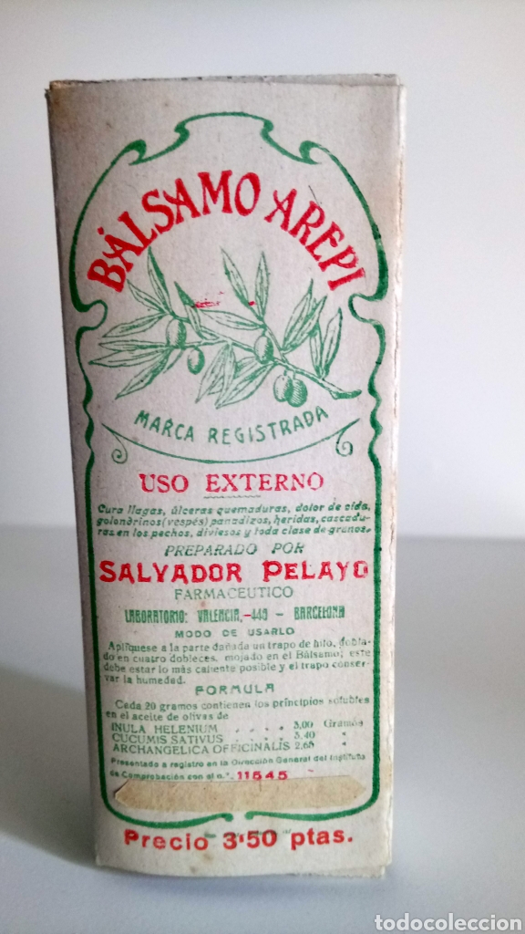 Bo&icirc;tes et petites bo&icirc;tes m&eacute;talliques: CAJA DE CART&Oacute;N VAC&Iacute;A DE B&Aacute;LSAMO AREPI. PVP 3,50 PESETAS. A&Ntilde;OS 50.