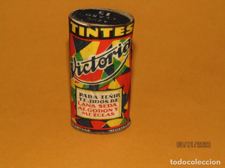 Cajas y cajitas met&aacute;licas: Antiguo Bote de Tintes VICTORIA Azul Claro Preparado por Eloy Jord&aacute; Barcelona