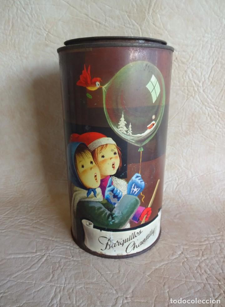 Boxes and metal boxes: antiguo bote lata barquillos chantilly motivos navide&ntilde;os litografia benages g llamas badalona