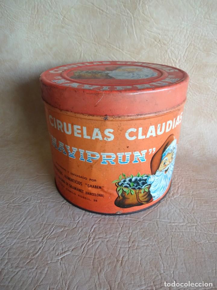 Boxes and metal boxes: ANTIGUO BOTE LATA ciruelas claudias naviprun santa coloma de gramanet