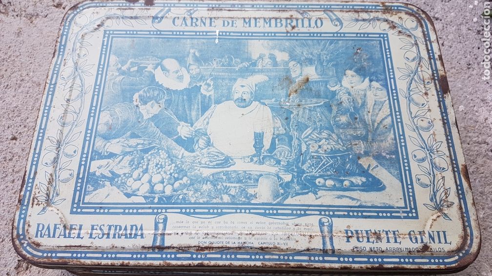 Cajas y cajitas met&aacute;licas: Antigua lata carne membrillo Estrada Puente Genil