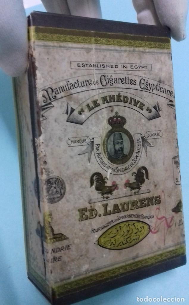 Cajas y cajitas met&aacute;licas: Caja hojalata Cigarrillos Egipcios LE KHEDIVE - Ed. LAURENS. 12,5 X 7,5 X 4 cm