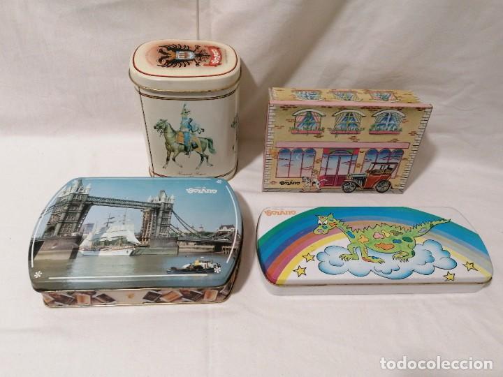 Bo&icirc;tes et petites bo&icirc;tes m&eacute;talliques: Antiguo lote de 4 cajas de Solano
