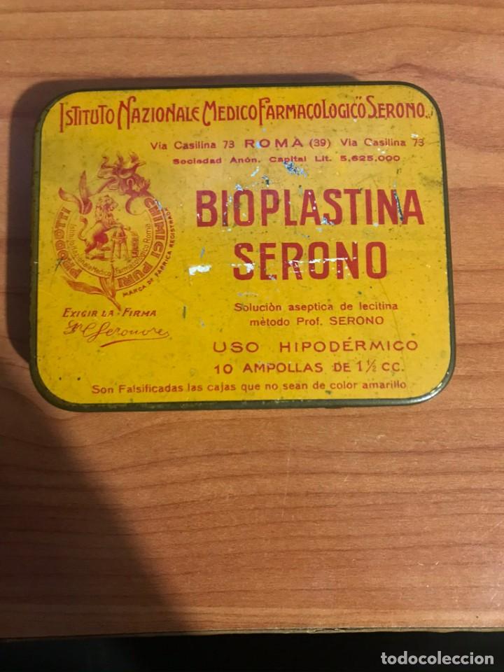 Cajas y cajitas met&aacute;licas: ANTIGUA CAJA METALICA BIOPLASTINA SERONO - (VACIA) - MADE IN ITALY