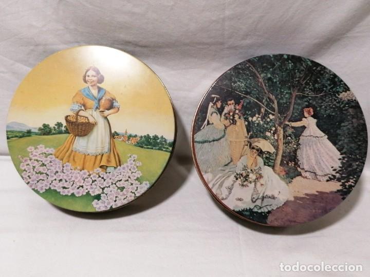 Bo&icirc;tes et petites bo&icirc;tes m&eacute;talliques: Dos cajas de tortas la Jijonenca
