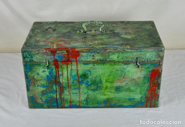 Cajas y cajitas met&aacute;licas: Caja de madera pintada de verde - Foto 5