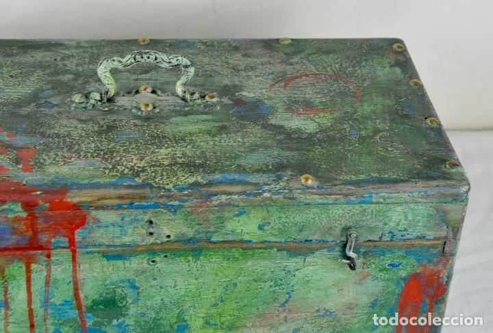 Cajas y cajitas met&aacute;licas: Caja de madera pintada de verde - Foto 7