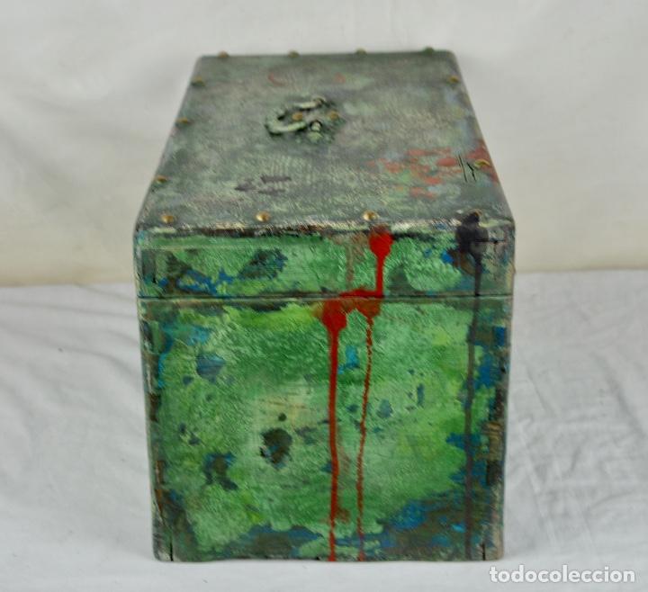 Cajas y cajitas met&aacute;licas: Caja de madera pintada de verde - Foto 8