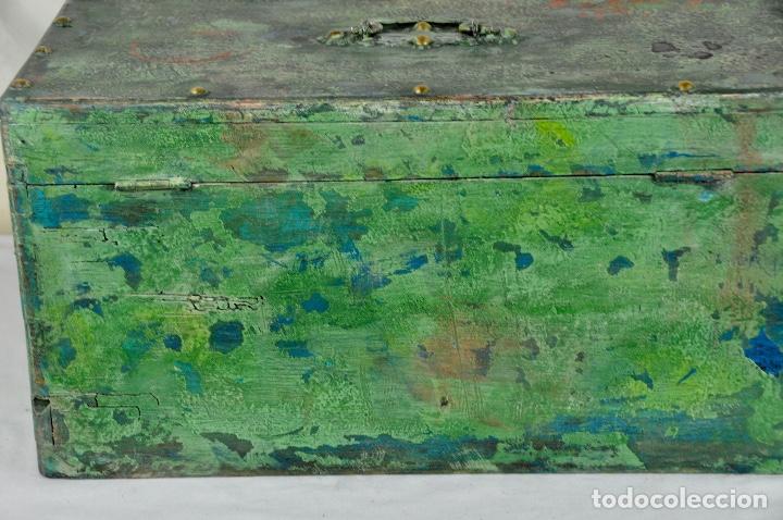 Cajas y cajitas met&aacute;licas: Caja de madera pintada de verde - Foto 11