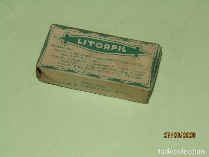 Boxes and metal boxes: Antigua Caja de Farmacia Medicina Ampollas con LITORPIL de Lab. MAXEAN S.A.