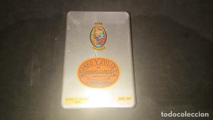 Cajas y cajitas met&aacute;licas: ANTIGUA CAJA METALICA PARA PUROS ROMEO Y JULIETA , MEDIDAS 9X13X2 CM. , LEER DESCRIPCION