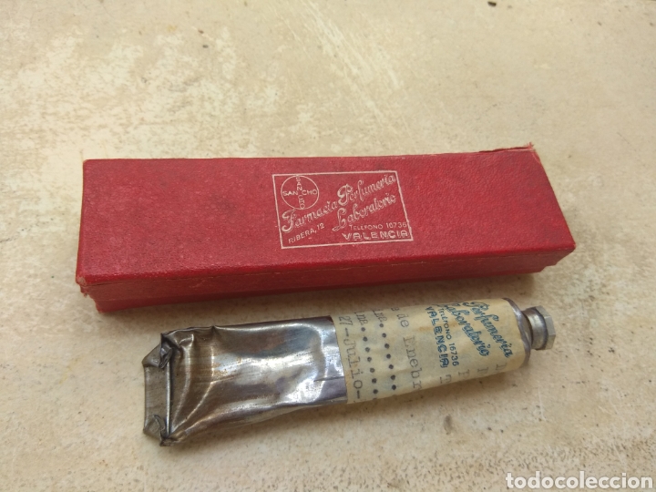 Blechdosen und Kisten: Caja Farmacia con Tubo de Pomada - Aceite de Enebro - 1955 - Dr G. Rey - Farmacia Sancho - Valencia