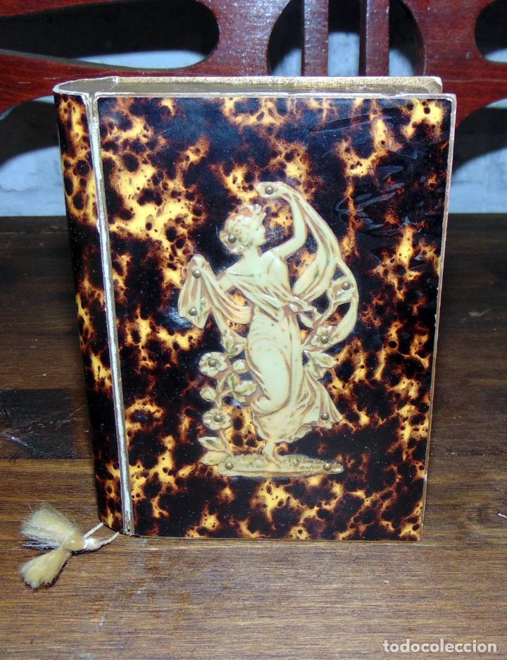 Blechdosen und Kisten: PRECIOSA CAJA, CARTON Y CELULOIDE, IMITANDO LIBRO, VER FOTOS
