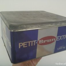 Cajas y cajitas metálicas: CAJA DE METAL DE GALLETAS DE PETIT - BRUN - EXTRA DE LU. Lote 366815681
