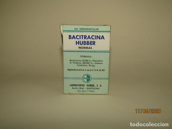 Cajas y cajitas met&aacute;licas: Antigua Caja de Farmacia Medicina de BACITRACINA Normal de Lab. HUBBER