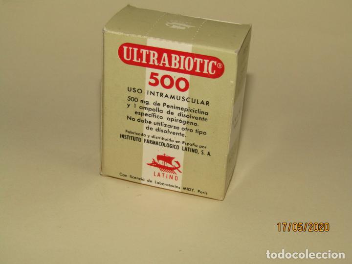 Cajas y cajitas met&aacute;licas: Antigua Caja de Farmacia Medicina de ULTRABIOTIC 500 de Lab. Instituto Farmacol&oacute;gico Latino