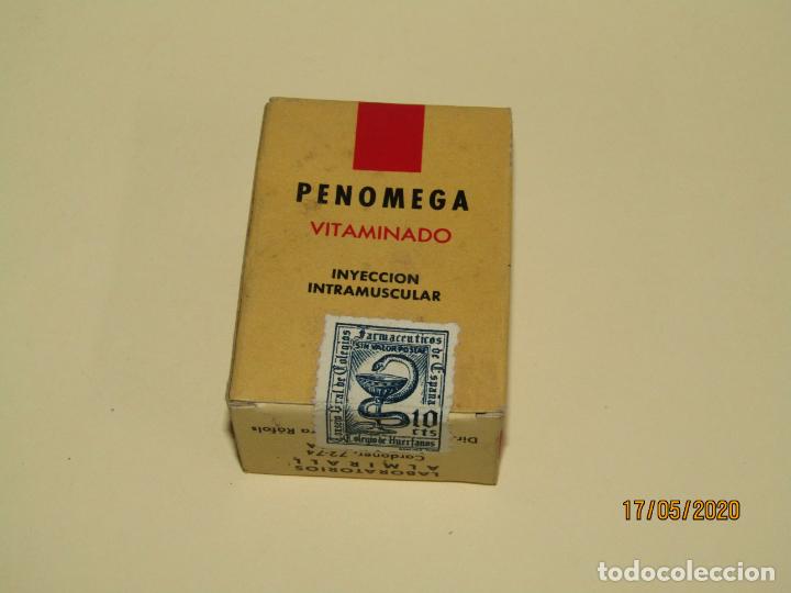 Cajas y cajitas met&aacute;licas: Antigua Caja de Farmacia Medicina de PENOMEGA Vitaminado de Lab. ALMIRALL