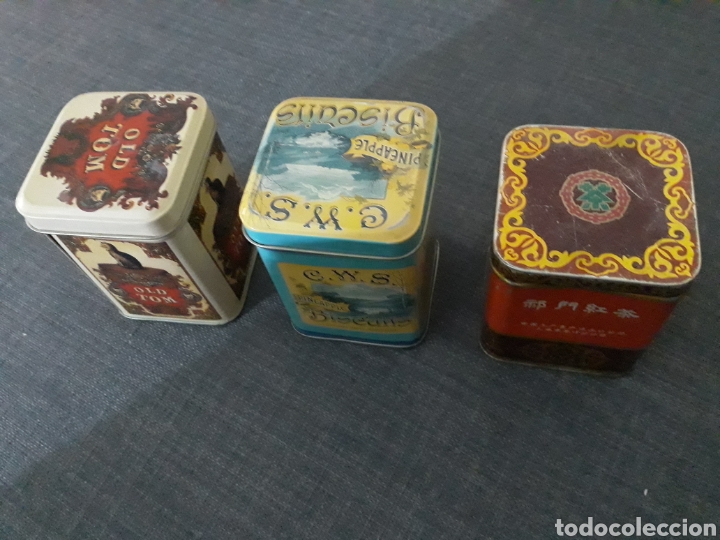 Casse e cassette metalliche: LOTE DE TRES ANTIGUAS CAJAS METALICAS 8 X 7 CM