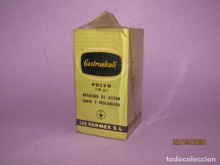 Cajas y cajitas met&aacute;licas: Antigua Caja de Farmacia Medicina con Polvo de GASTROALCALI de Lab. FARMEX