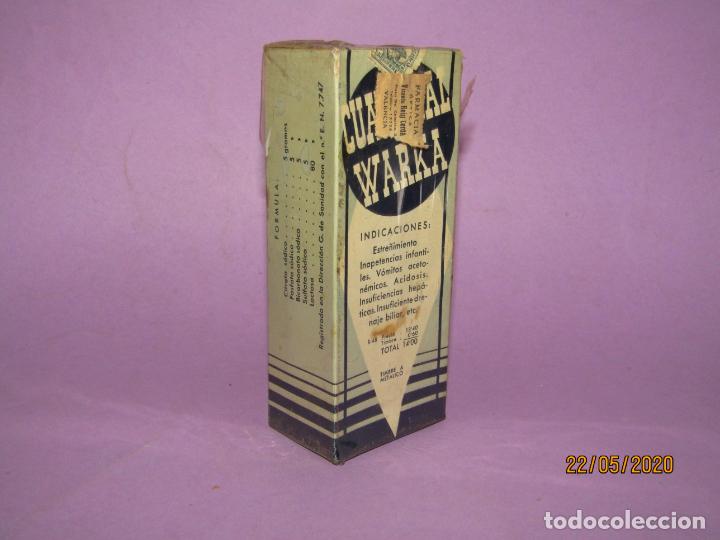 Cajas y cajitas met&aacute;licas: Antigua Caja de Farmacia Medicina con Frasco de CUATRISAL WARKA de Lab. Instituto WARKA