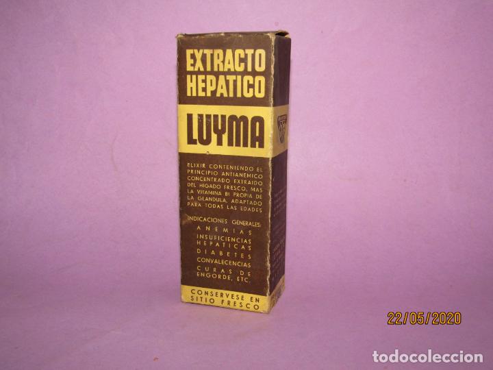 Cajas y cajitas met&aacute;licas: Antigua Caja de Farmacia Medicina de Extracto Hep&aacute;tico LUYMA de Lab. LUYMA