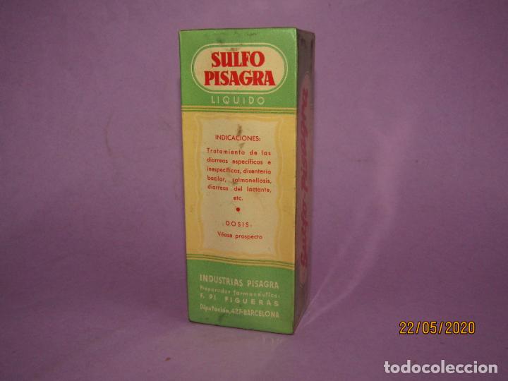 Cajas y cajitas met&aacute;licas: Antigua Caja de Farmacia Medicina con Frasco de SULFO PISAGRA de Lab. PISAGRA