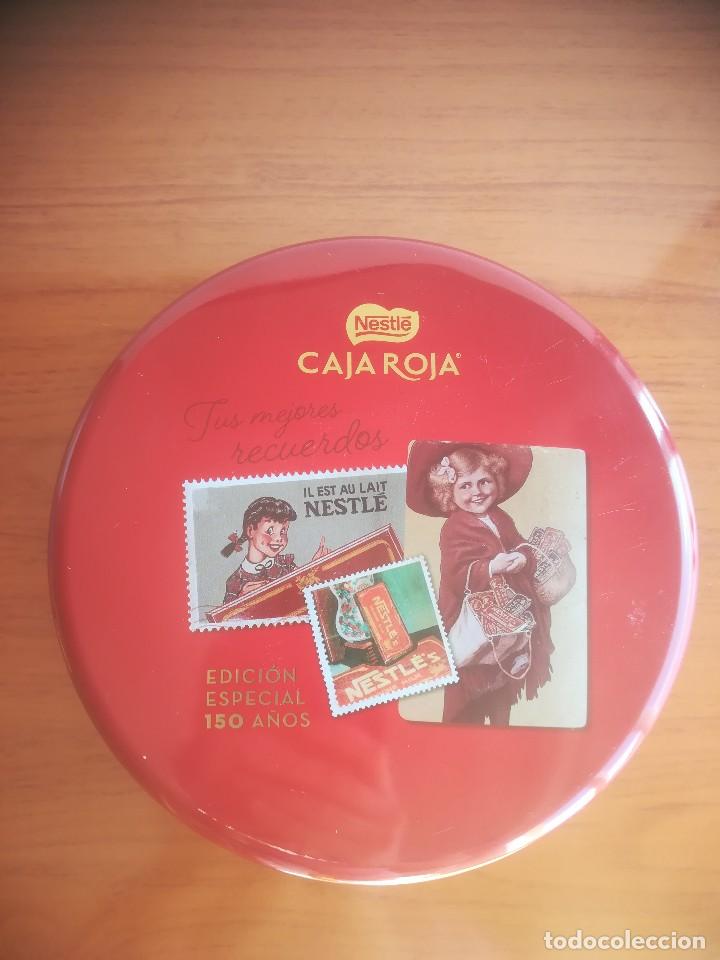 Cajas y cajitas met&aacute;licas: LATA NESTLE CAJA ROJA TUS MEJORES RECUERDOS EDICION ESPECIAL 150 A&Ntilde;OS
