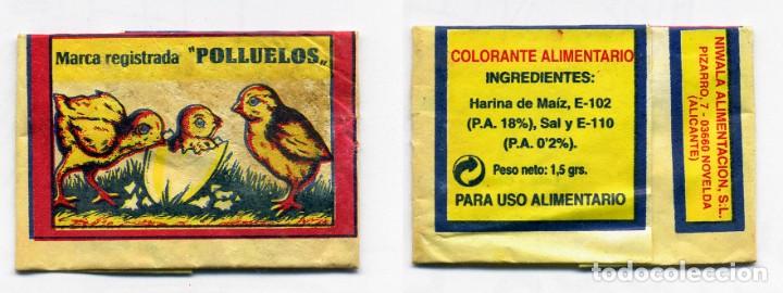 Blechdosen und Kisten: INTERESANTE Y RARO SOBRE DE COLORANTE ALIMENTARIO - POLLUELOS - JORGE ROMERO - NOVELDA