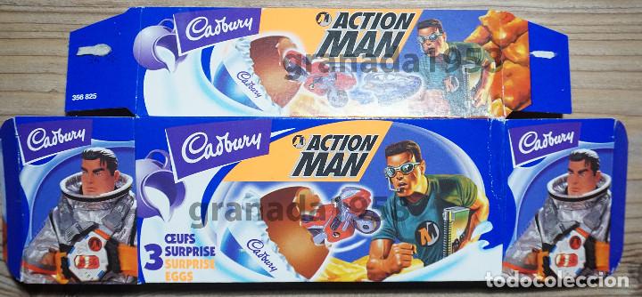 Cajas y cajitas met&aacute;licas: CAJITA PLEGADA HUEVOS SORPRESA CADBURY ACTION MAN A&Ntilde;O 2001