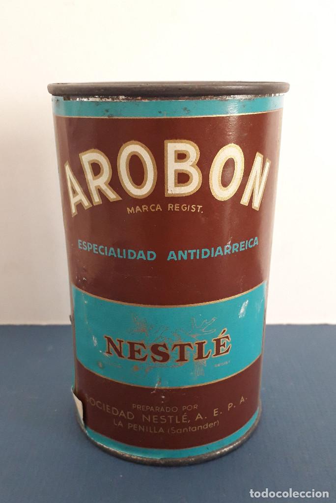 Boxes and metal boxes: lata arobon nestle, la penilla santander,especialidad antidiarreica, 250g, 12x7cm aprox, llena